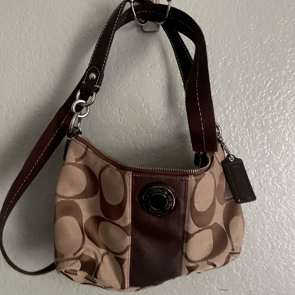 Coach signature sateen demi crossbody (brown, signature c, large logo)